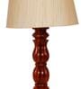 Naeva Beige Fabric Shade Night Lamp With Wood Base