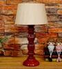 Naeva Beige Fabric Shade Night Lamp With Wood Base