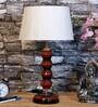 Bastian Beige Fabric Shade Night Lamp With Wood Base