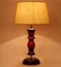 Durham Beige Fabric Shade Night Lamp With Wood Base