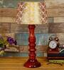 Arrow Beige Fabric Shade Night Lamp With Wood Base