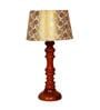 Lense Beige Fabric Shade Night Lamp With Wood Base