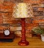 Lense Beige Fabric Shade Night Lamp With Wood Base