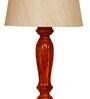 Planck Beige Fabric Shade Night Lamp With Wood Base
