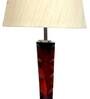 Magalie Beige Fabric Shade Night Lamp With Wood Base