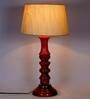 Venice Beige Fabric Shade Night Lamp With Wood Base