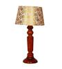 Modern Beige Fabric Shade Night Lamp With Wood Base