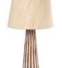 Angular Beige Fabric Shade Night Lamp With Wood Base