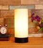 Carolie Beige Fabric Shade Table Lamp With Wood Base