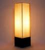 Sloping Beige Fabric Shade Table Lamp With Wood Base