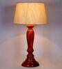 Planck Beige Fabric Shade Night Lamp With Wood Base