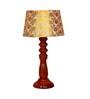 Maloto Beige Fabric Shade Night Lamp With Wood Base