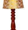 Maloto Beige Fabric Shade Night Lamp With Wood Base