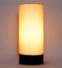 Carolie Beige Fabric Shade Table Lamp With Wood Base