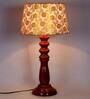 Maloto Beige Fabric Shade Night Lamp With Wood Base