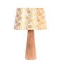 Designeer Beige Fabric Shade Night Lamp With Wood Base