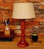 Planck Beige Fabric Shade Night Lamp With Wood Base