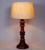 Chicago Beige Fabric Shade Night Lamp With Wood Base