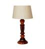 Contemporary Beige Fabric Shade Night Lamp With Wood Base