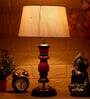 Durham Beige Fabric Shade Night Lamp With Wood Base