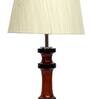 Canvas Beige Fabric Shade Night Lamp With Wood Base