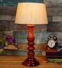 Venice Beige Fabric Shade Night Lamp With Wood Base