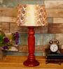 Modern Beige Fabric Shade Night Lamp With Wood Base