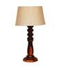 Imprisoned Beige Fabric Shade Night Lamp With Wood Base