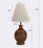 Flamingo Beige Fabric Shade Night Lamp With Wood Base