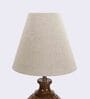 Flamingo Beige Fabric Shade Night Lamp With Wood Base