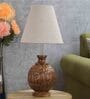 Flamingo Beige Fabric Shade Night Lamp With Wood Base