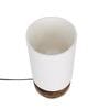 Patrice Beige Cotton Shade Table Lamp With Wood Base