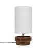 Patrice Beige Cotton Shade Table Lamp With Wood Base