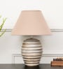 Gilford Beige Cottan Fabric Shade Night Lamp With Wood Base