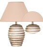 Gilford Beige Cottan Fabric Shade Night Lamp With Wood Base