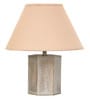 Arrow Beige Cottan Fabric Shade Night Lamp With Wood Base