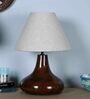 Kilda Beige Cotton Shade Night Lamp With Mango wood Base