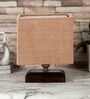 Beige Shade Table Lamp With Wood Base