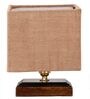 Beige Shade Table Lamp With Wood Base