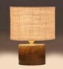 Beige Shade Table Lamp With Wood Base