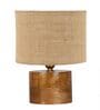 Beige Shade Table Lamp With Wood Base