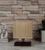 Pisa Beige Bamboo Shade Night Lamp With Wood Base