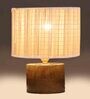 Beige Shade Table Lamp With Wood Base