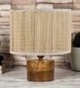 Beige Shade Table Lamp With Wood Base