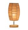 Poulsen Beige Bamboo Shade Table Lamp With Wood Base