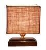 Beige Shade Table Lamp With Wood Base