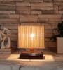 Pisa Beige Bamboo Shade Night Lamp With Wood Base
