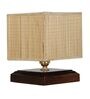 Pisa Beige Bamboo Shade Night Lamp With Wood Base