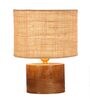 Beige Shade Table Lamp With Wood Base