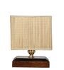 Pisa Beige Bamboo Shade Night Lamp With Wood Base